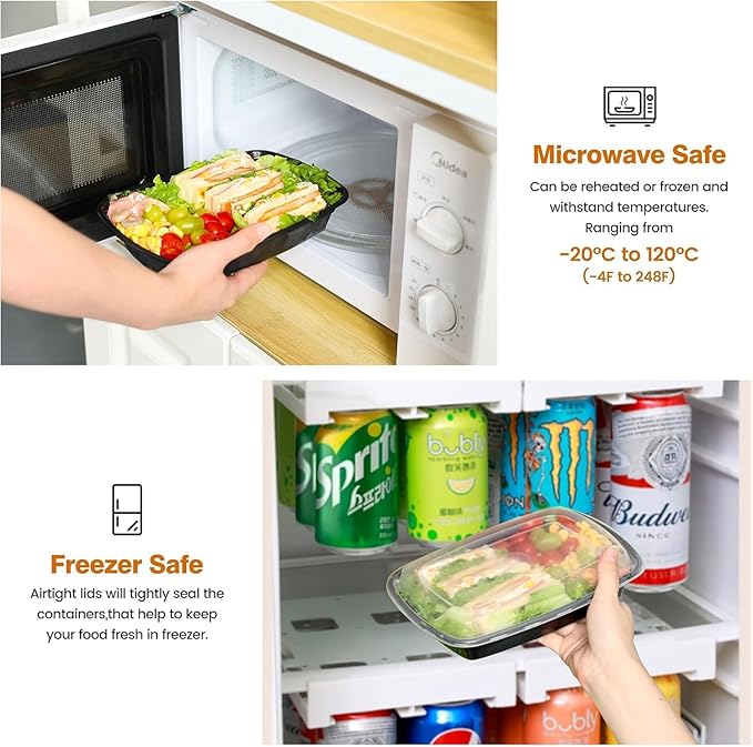 Glotoch Meal Prep Containers 1-Compartment with Lids 300 Pack 32oz, Disposable Plastic Food Storage Containers, Takeout & Restaurant, BPA-Free, Stackable, Microwave/Freezer/Dishwasher Safe