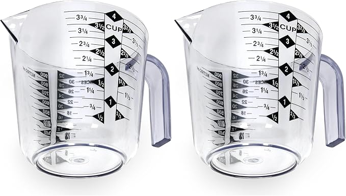Chef Craft Select Plastic Measuring Cup,4 Cup,Clear,(Pack of 2)