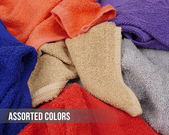 ZUPERIA 100% Cotton Bath Wash Cloths 24 Pack - 12" x 12"- Highly Absorbent Soft Washcloths for Face, Gym Towels, Hotel Spa Quality, Reusable Multipurpose (Dark, Light & Bright Colors)