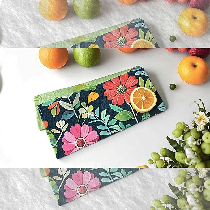 18” x 30” Highly Absorbent Kitchen Towels, Quick Dry Microfiber Tea Towel, Dish Towels for Kitchen Drying, Ultra Soft Premium Hand Towels (Flowers)