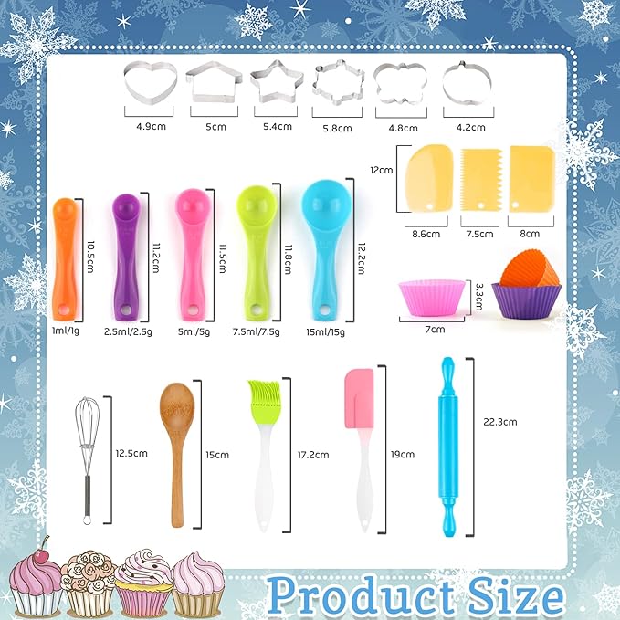 KAEGREEL Kids Baking Chef Set with Unicorn Apron and Mitt, 26pcs Kitchen Toys Kid Cooking Set with Chef Hat Spoons Whisk, Chef Supplies Role Play Gifts for Girls Boys Aged 3 4 5 6 7 8 Years Old