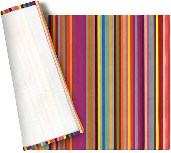 Niviy Bright Colorful Striped Placemats Set of 4, 12x18 Inch Mexican Rainbow Colored Geometric Pattern Table Mats for Holiday Party Kitchen Dining Room Decoration