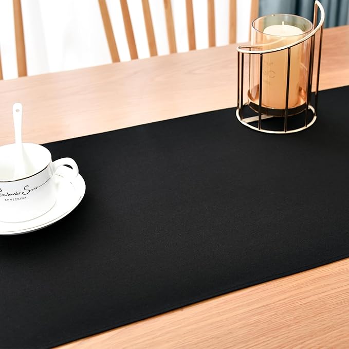 Farmhouse Rustic Table Runner Black Faux Linen Table Runners Water Resistant Short Table Runner 36 inches for Living Room Dresser Bedroom Kitchen Dining Party 13x36 Inch
