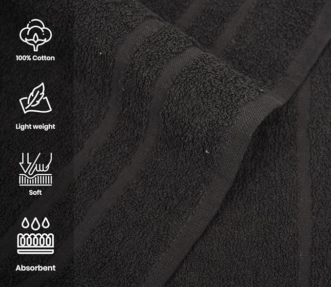 Cinara Bed & Bath Premium 100% Cotton Hand Towels – Soft, Quick Dry & Highly Absorbent – 16x27 Inches, Pack of 24 – Ideal for Bathroom, Salon, Gym, Spa & Everyday Use – Charcoal Grey