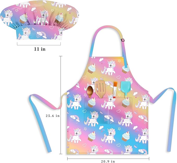 Kids Aprons for Girls Toddler Aprons with Pockets for Kids Cooking Baking Painting Crafting Art Gardening Adjustable
