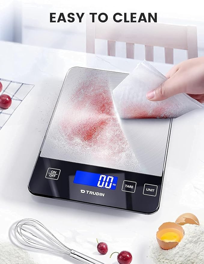 33lb Food Scale, NASA-Grade Digital Kitchen Scale, Precisely Measures Grams and Ounces for Baking and Cooking, Waterproof Tempered Glass & Stainless Steel Platform