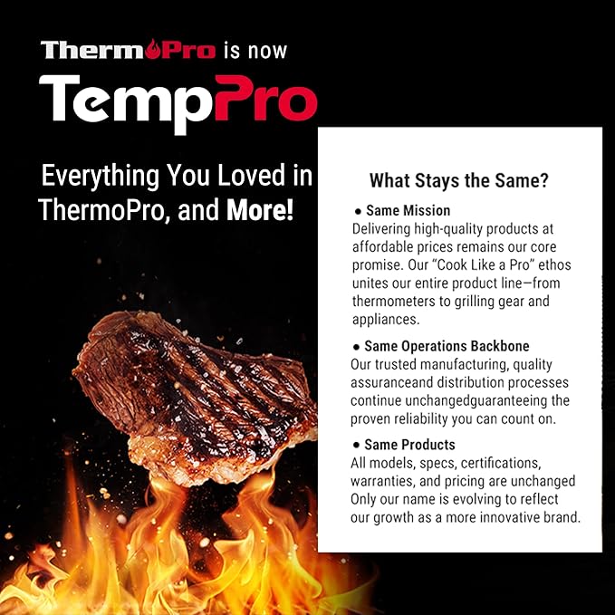 TempPro TP829 1000ft Wireless Meat Thermometer Digital for Grilling and Smoking, 4 Meat Probes Grill Thermometer for Outside Grill, BBQ Thermometer for Cooking Food Temperature (Previously ThermoPro)