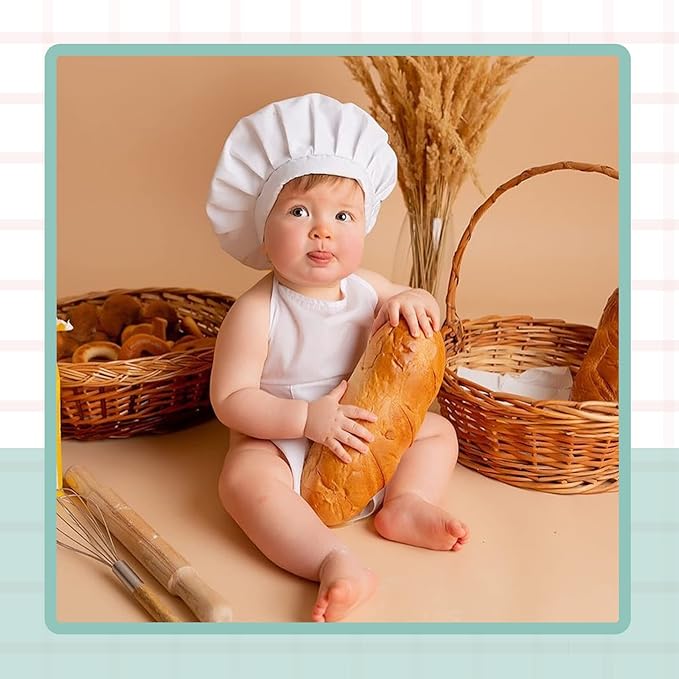 KHC-KHF Newborn Photography Prop Baby Chef Outfits Chef Hat Apron Set Infant Chef Costume Toddler Cosplay Costume Boy Girl