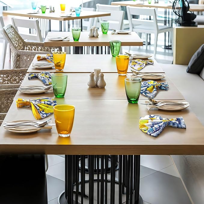 Sratte 12 Pcs Capri Lemon Cloth Napkins Mediterranean Yellow Blue Floral Cloth Napkin Italian Style Dinner Towel Amalfi Coast Party Decorations for Home Dinner Party Kitchen Wedding Cocktail