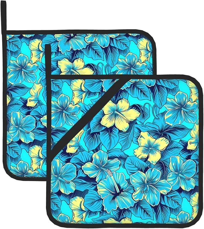 2Pcs Vintage Colorful Flowers Pot Holders for Kitchen Clearance Heat Resistant Hot Pads for Cooking Baking Grilling