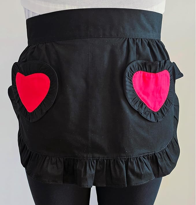 Women’s Waist Aprons with White Pockets Half Server Home Waitress Vintage Servant Apron for Kitchen Cooking