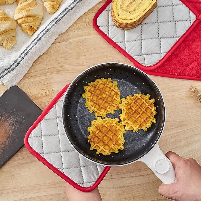Kitchen Pot Holders Set Heat Resistant Pure Cotton Potholders Kit Trivets Large Coasters Hot Pads Terry Pot Holders for Everyday Cooking and Baking by 7 x 7 Inch Set of 6 Red