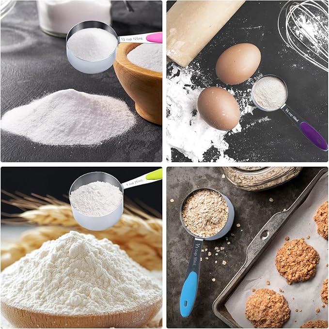 Measuring Cups and Spoons Set of 10 Piece, 18/8 Stainless Steel Nesting Measuring Cups Set for Cooking, Measuring Spoons Set