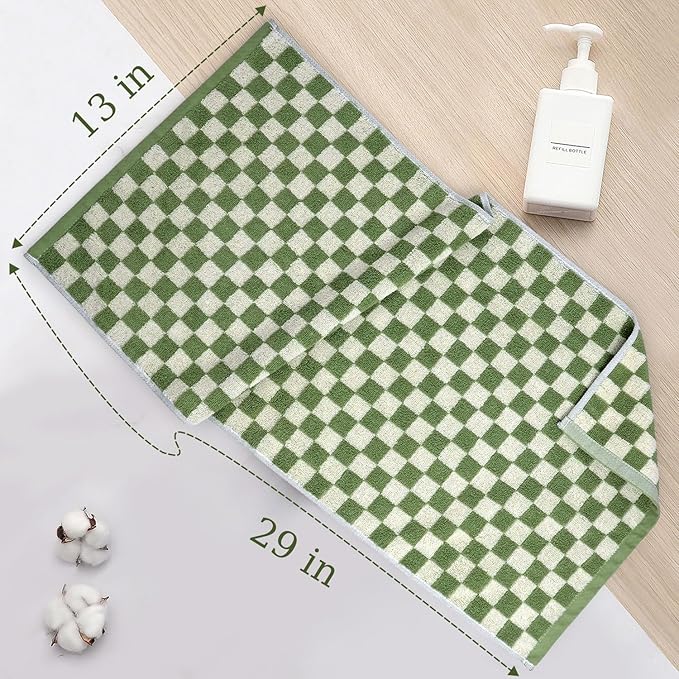Jacquotha Hand Towels for Bathroom 4 Pack, Cotton Soft Absorbent for Face Spa Bath Gym Kitchen, Hand Towel Set Decorative Checkered, 13 x 29 Inches, 4 Colors