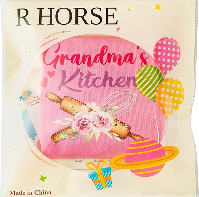 R HORSE 2Pcs Adults Kids Matching Apron Set Grandma and Me Adjustable Kitchen Apron with 2 Pockets Matching Gift for Grandma and Granddaughter Cooking Baking Painting Training Back to School Gifts