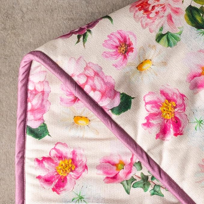Maison d' Hermine Pivoine 100% Cotton Easter Double Oven Glove with Loop Heat Resistant for BBQ | Cooking | Baking | Grilling | Microwave | Barbecue | Spring/Summer (7.5 Inch by 35 Inch)
