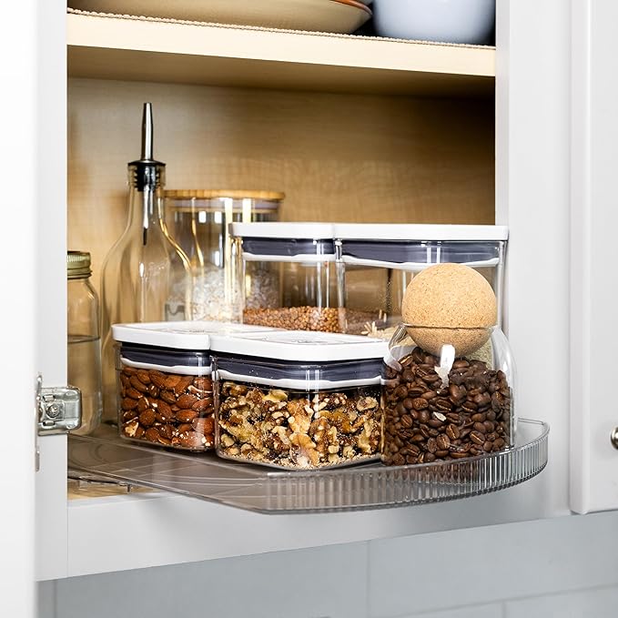NOSTA Home Rotating Lazy Susan for Refrigerator - Square Lazy Susan - Rectangular Fridge Lazy Susan Organizer - 360° Rotating Storage - Medium Size (15x11)