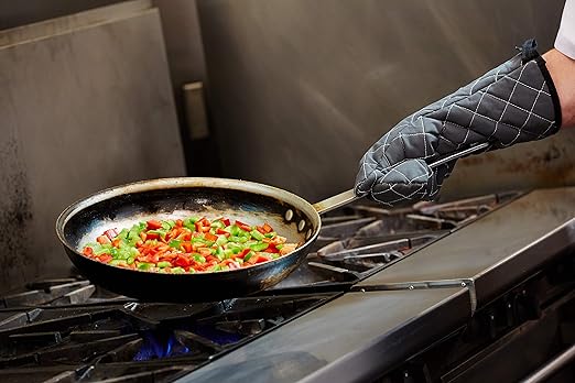 San Jamar 800FG17 BestGuard Commercial Heat Protection Up to 450° F Oven Mitts (Pair), 17 inch Length, Tan (Pack of 3)