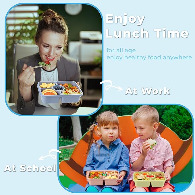 Bento Snack Box Containers, Reusable Meal Prep Lunch Containers for Adults Kids, Stackable Bento Snack Box 4 Pack, Divided Lunchable Food Storage Containers with Sauce Container, Earthy Brown