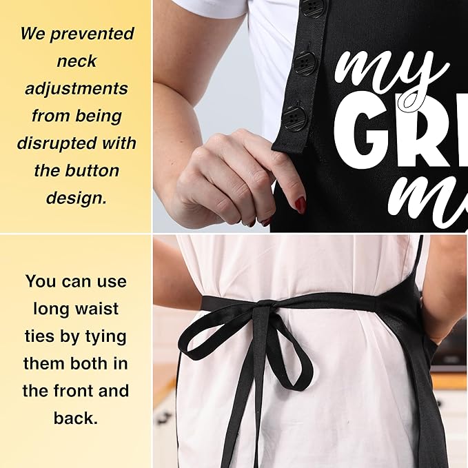 TOSHE Funny Apron Waterdrop Resistant Cotton Apron with adjustable Aprons for Women with Pockets 12 Color option Cooking (Black - My Grill My Rules)