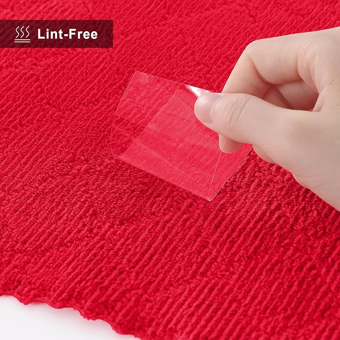 Homaxy 24 Pack Dish Towels for Kitchen (10 x 20 Inches, Red), Super Soft and Absorbent Coral Velvet Dish Cloths for Washing Dishes, Nonstick Oil Fast Drying Microfiber Cleaning Cloth