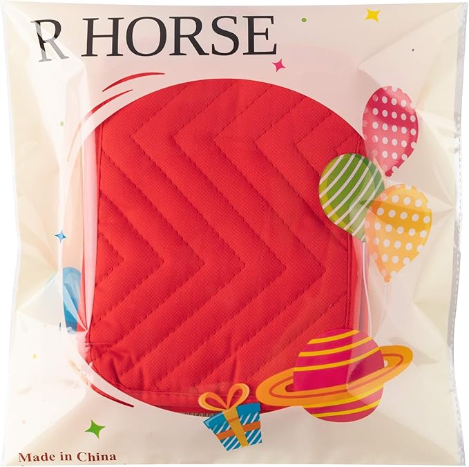 R HORSE 6Pcs Christmas Red Pot Holders with Pocket for Kitchen Cotton Pocket Pot Holder Set Heat Resistant Potholder Terry Coaster Oven Mitts Hot Pads Trivet for Baking Cooking 7''x9''