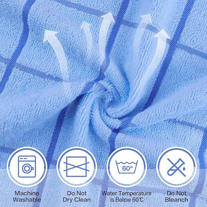 5-Pack Premium Cotton Hand Towels - Ultra Soft & Absorbent 13x29 Inch Bath & Face Towels - Elegant Line Design for Bathroom, Kitchen, Gym, Spa - Perfect Guest Towels for Home & Luxury Hotels