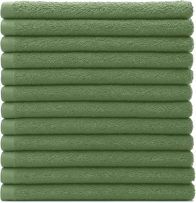 DAN RIVER Kitchen Bar Mops,Pack of 12,16 by 19 Inches,100% Cotton Super Absorbent,Multi-Purpose Cleaning Towels for Home and Kitchen Bars-Sage Green