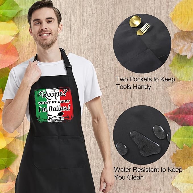 Chef Aprons for Men Women with Pockets, Kitchen Apron for Cooking Grilling Gifts for Dad Mom Birthday Christmas
