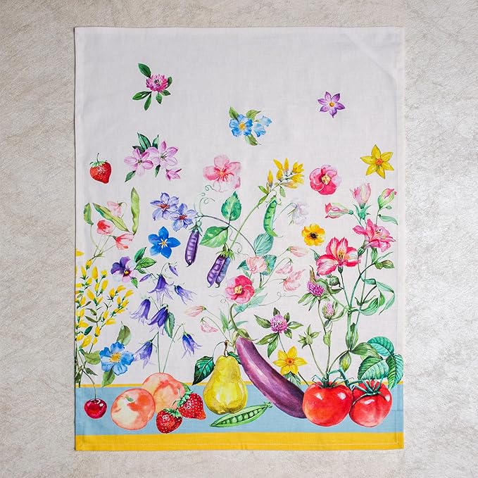 Maison d' Hermine Kitchen Towels Set of 3 100% Cotton 27.50" x 20" Reusable Cloth Tea Dish Towels Absorbent with Hanging Loop for Kitchen Gifts for Mothers Day Spring/Summer (Giverny)