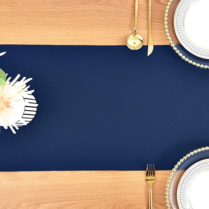 Farmhouse Navy Blue Table Runner Dining Table Runners 48 Inches Long Coffee Table Runner for Dresser Living Room Bedroom Holiday Party Banquet 12X48 Inch