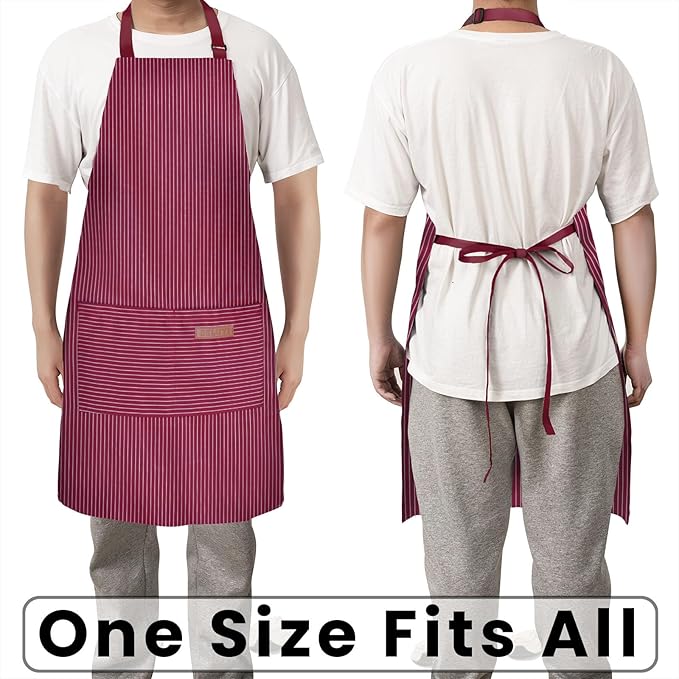 BeLuyi Adjustable Bib Apron with 2 Pockets Chef Cooking Kitchen Restaurant Aprons for Women Men