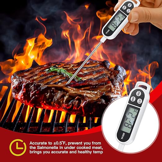 Copkim Meat Food Thermometer Food with Probe Water Liquid Instant Read Digital Thermometer Kitchen Cooking Supplies for Cooking BBQ Milk Yogurt(White)