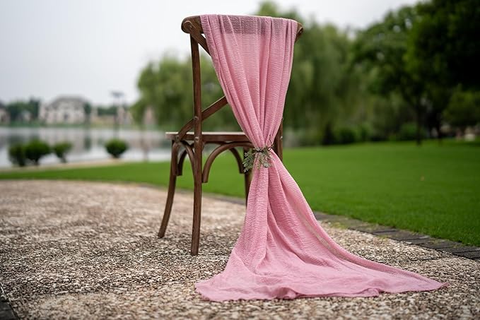 Keketoarrange Dusty Rose Easter Cheesecloth Table Runner Gauze 120 Inch 10 FT Rustic Boho Cheese Cloth Runner for Wedding Baby Shower Bridal Shower Garden Party Sheer Spring Home Decorations
