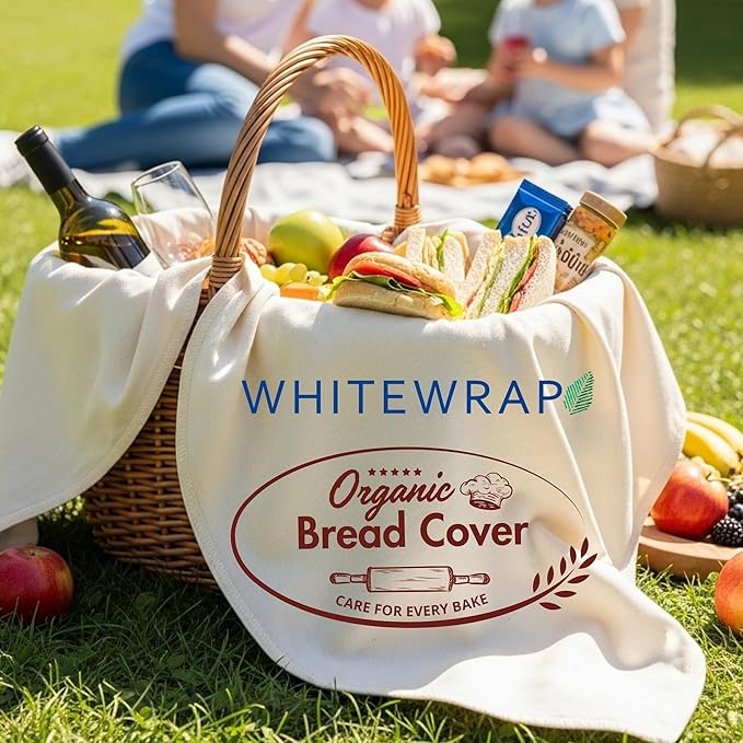 WHITEWRAP Unbleached Flour Sack Towels for Bread Proofing, Cotton Bread Cloth for Sourdough, Baguette & Ciabatta Dough, Reusable Baking Cloth, Proofing Towel 28"x28", Set of 3