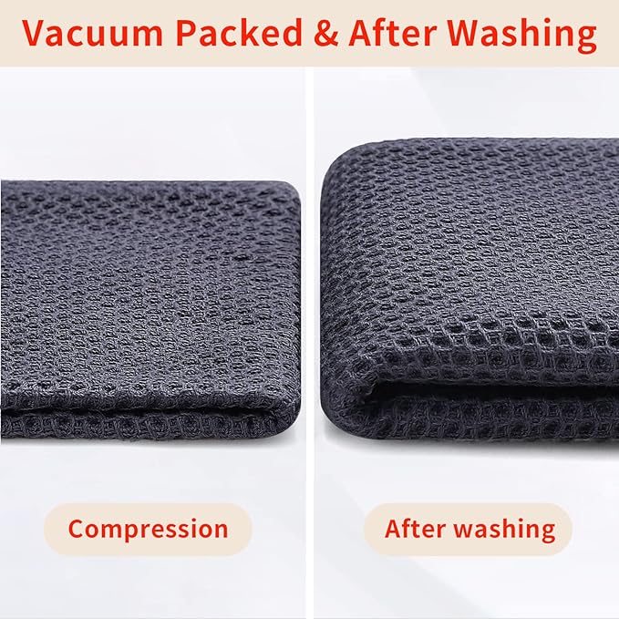 Homaxy 100% Cotton Kitchen Towels and Dishcloths Set, Large 12 x 12 Inches and 20 x 28 Inches, Set of 8 Bulk Kitchen Towels Set, Ultra Soft Absorbent Dish Cloths for Washing Dishes, Dark Grey