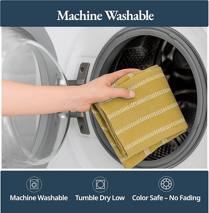 LANE LINEN Kitchen Towels Set - Pack of 4 Cotton Dish Towels for Drying Dishes, 18”x 28”, Absorbent Tea Towels, Quick Drying Kitchen Towel Set - Lemon Yellow