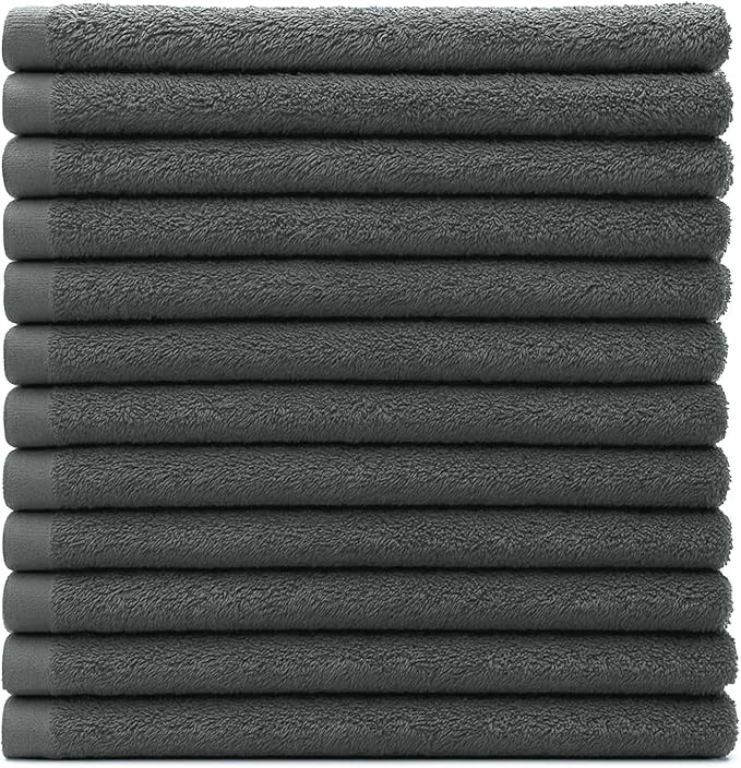 DAN RIVER Kitchen Bar Mops,Pack of 12,16 by 19 Inches,100% Cotton Super Absorbent,Multi-Purpose Cleaning Towels for Home and Kitchen Bars-Grey