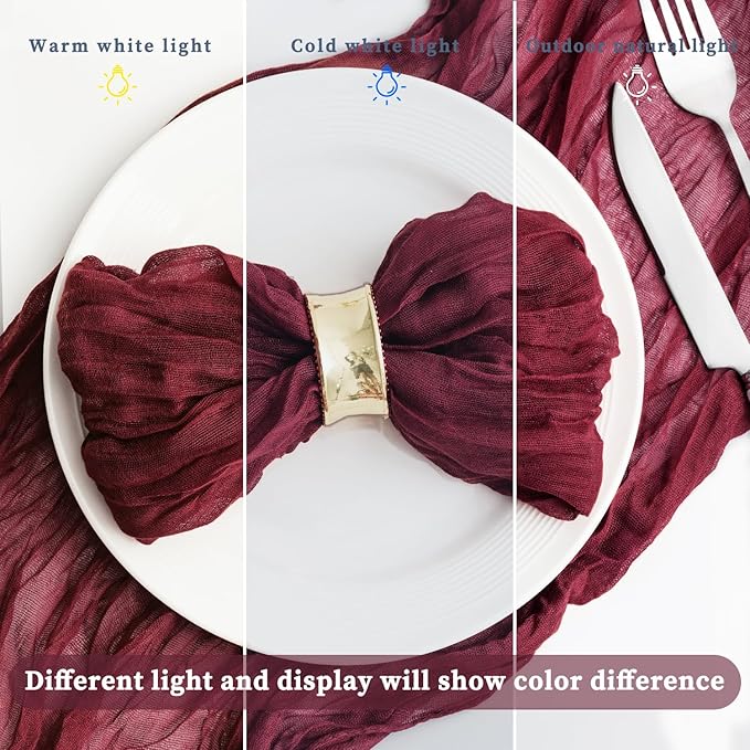 60 Pack Burgundy Cheesecloth Napkins Washable 21x21 Inches Burgundy Cloth Napkins Set of 60 Dinner Table Napkins for Wedding Bridal Baby Shower Rustic Boho Cotton Gauze Summer Party Table Decor