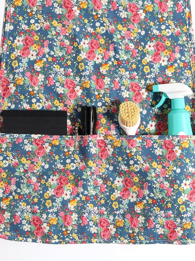 3 pack Women Cobbler Apron Vintage Floral Aprons for Women Chef Bakers Apron for Baking, Cooking, Gardening