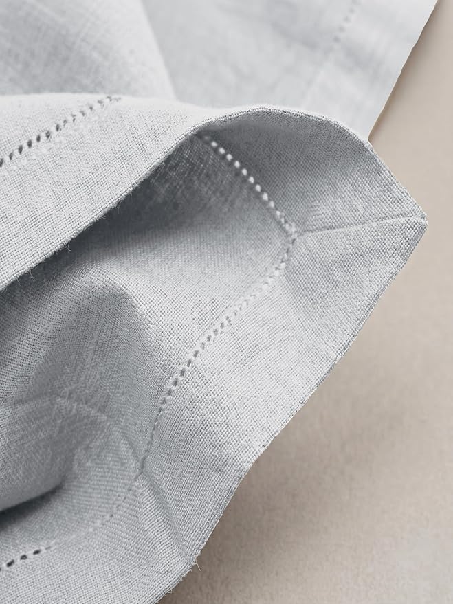 Palisa Grey Cotton Napkins Set of 12 | Premium Hemstitch Detailing Cloth Dinner Napkins 18x18 Inch | Soft Washable & Reusable Table Napkins for Everyday Use Weddings Parties Restaurants & Hotels