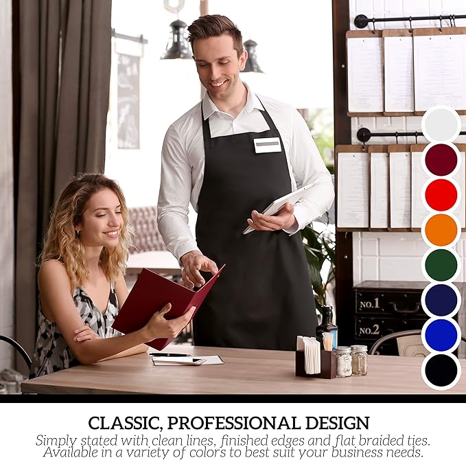 GREEN LIFESTYLE 120 Pack Professional Chef Apron – Grilling Aprons for Men, Waterproof Cooking Apron for BBQ, Work or Restaurant Use, Kitchen Aprons for Women – White, No Pockets