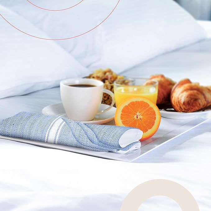 Zeppoli Classic Kitchen Towels - 15 Pack 100% Natural Cotton Towel Set, Reusable Wash Cloths, Absorbent Dish Towels, Machine Washable Hand Towels, Kitchen Essentials - 14” by 25” - Blue Base