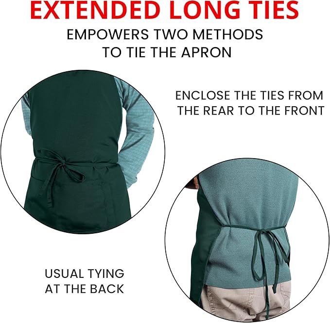 Utopia Kitchen 10 Pack Bib Apron Adjustable with 2 Pockets, Water and Oil Resistant, Cooking Kitchen Chef Apron for Women Men