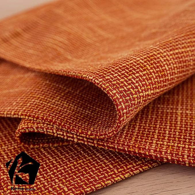 Kevin Textile Burlap Linen Placemats Set of 6 Heat Resistant Dining Table Place Mats Washable Kitchen Table Mats for Dinning Party Holiday Indoor Outdoor, 13 x19 inches, Orange