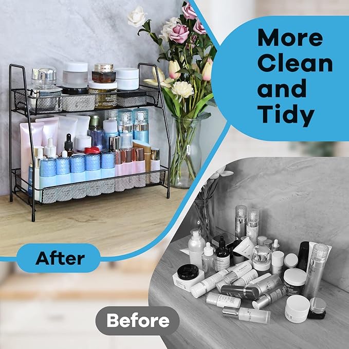 SPISPI Spice Rack Organizer for Cabinet, Bathroom Organizer Countertop, Bathroom Counter Organizer, Kitchen Countertop Organizer, Bathroom Vanity Organizer (Pack of 2)