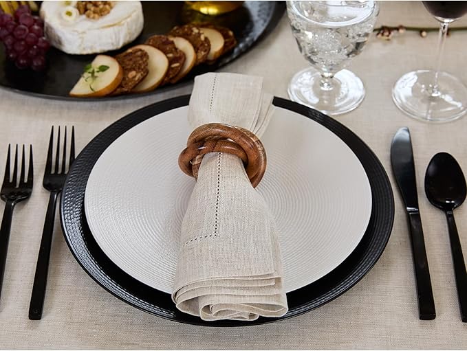Solino Home Light Natural Linen Napkins Set of 4-100% Pure Linen Hemstitch Dinner Napkins 20 x 20 Inch for Spring, Summer, Mothers Day - Classic Hemstitch