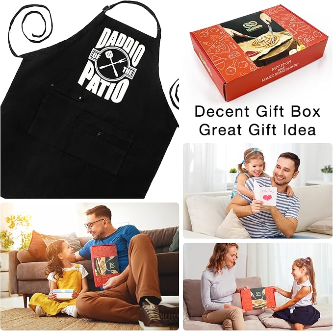 Funny Cooking Chef Apron with Pockets BBQ Kitchen Work Aprons Birthday Dad Creative Gifts