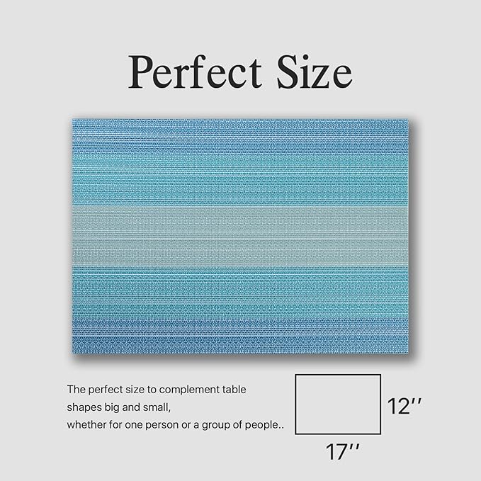 Placemats Set of 6 - Easy Clean Woven Vinyl Placemats for Dining Table, Indoor/Outdoor Place Mats, Washable PVC Table Mats(Ocean Geode)