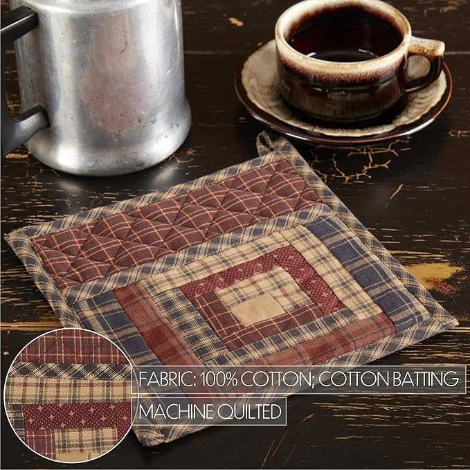 VHC Brands, Millsboro, Cotton, 8x8, Pot Holder Patch w/Pocket, Red